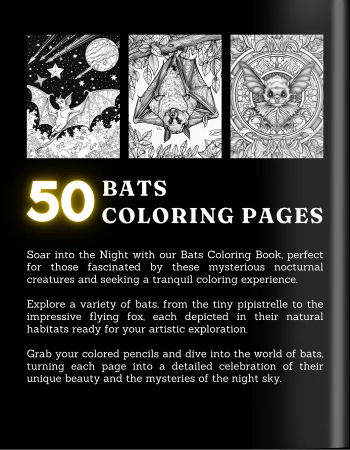 Bat Coloring Book For Adults and Teens Cover 2