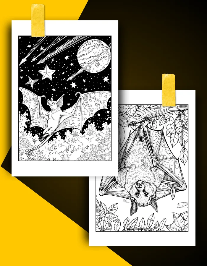 Bat Coloring Book Pages Examples