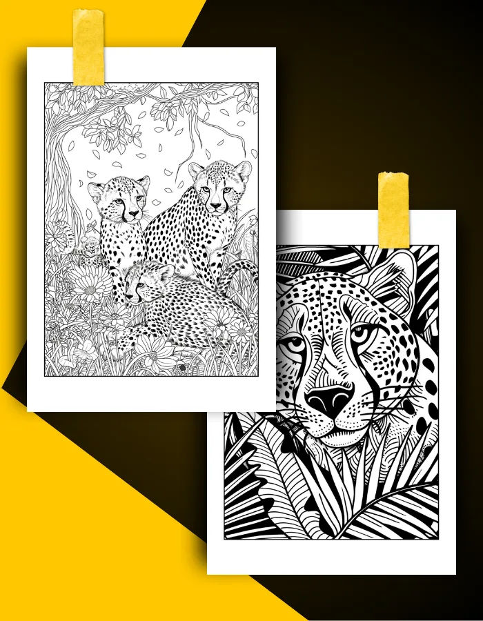 Cheetah Coloring Book Pages Examples 3