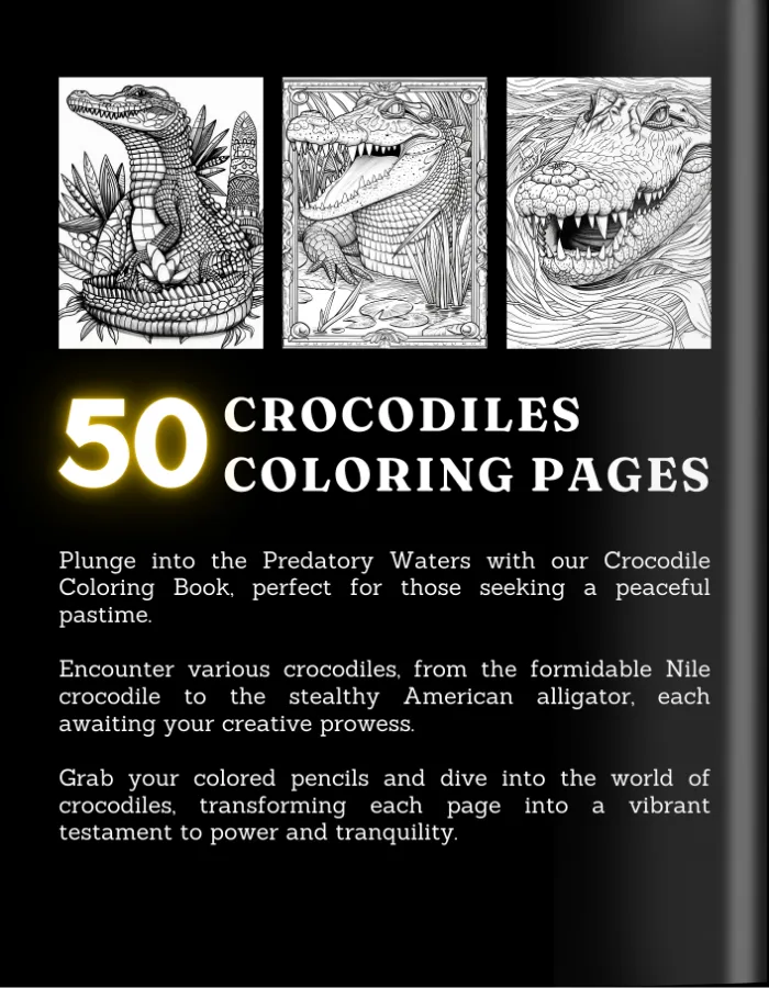 Crocodile Coloring Book For Adults and Teens Cover 2