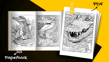 Crocodile Coloring Book For Adults and Teens PDF and Paperback