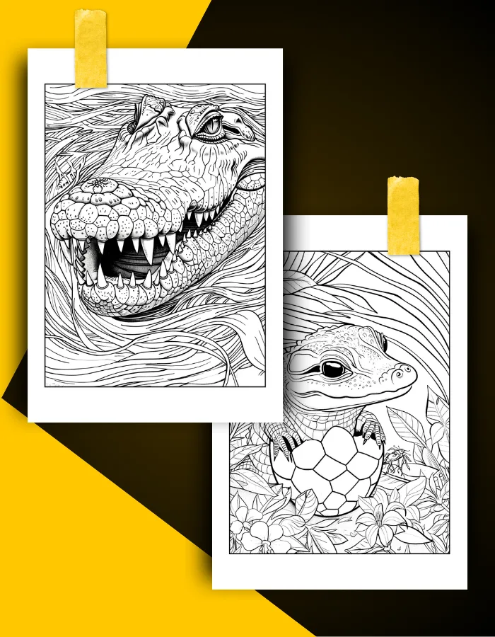 Crocodile Coloring Book Pages Examples 2