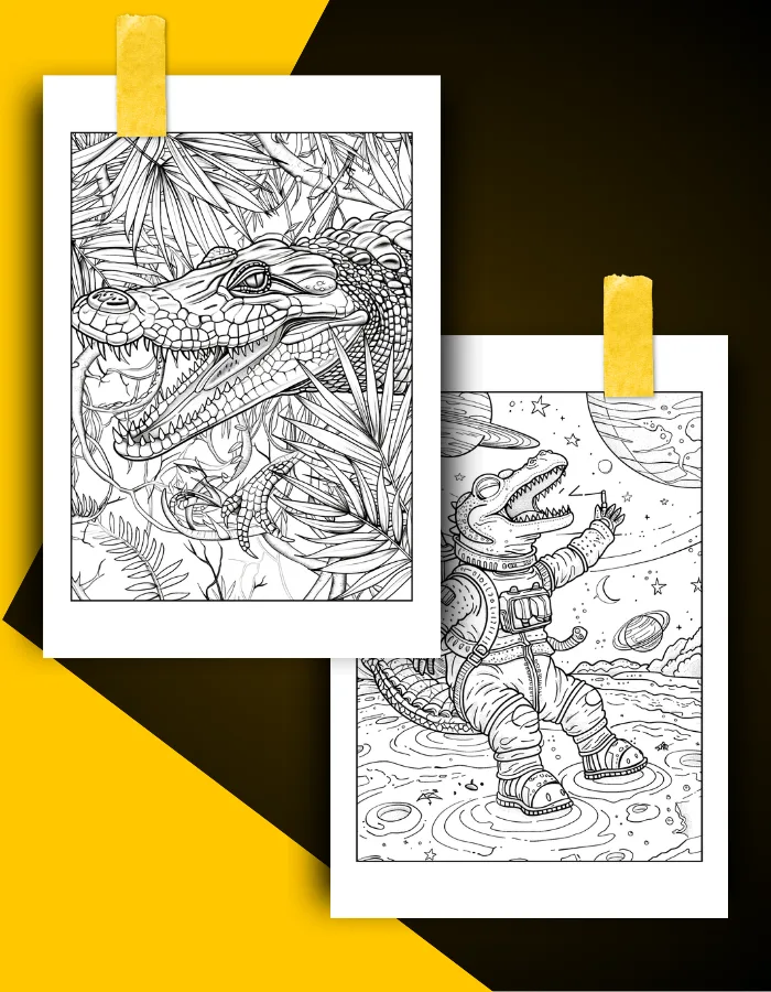 Crocodile Coloring Book Pages Examples 3