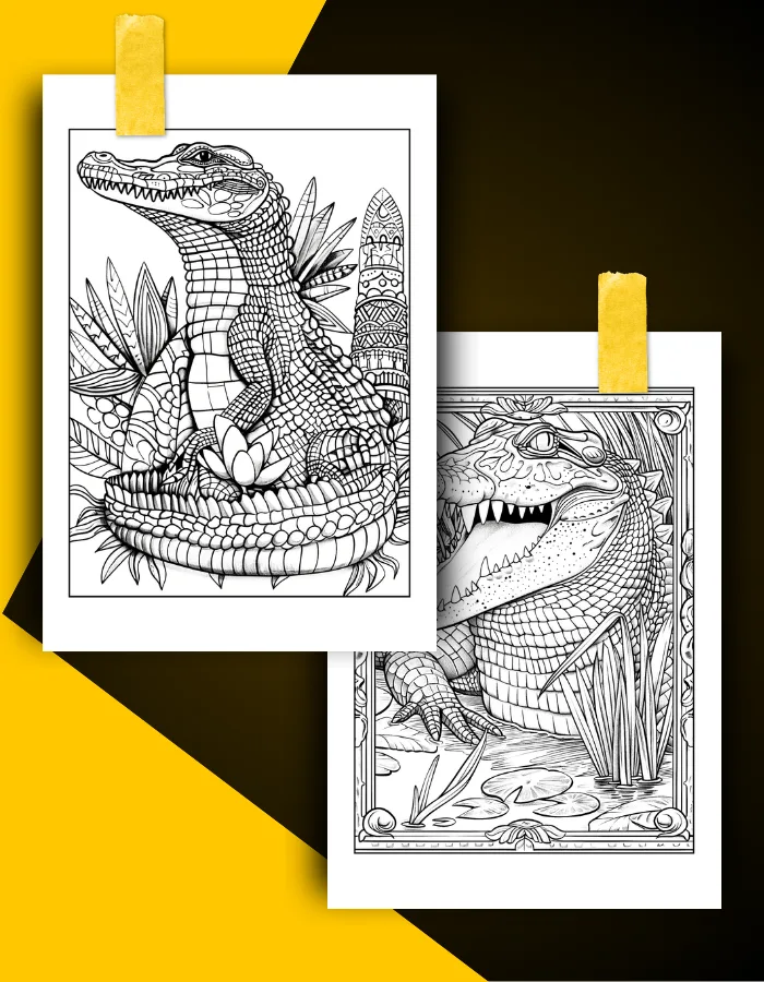 Crocodile Coloring Book Pages Examples