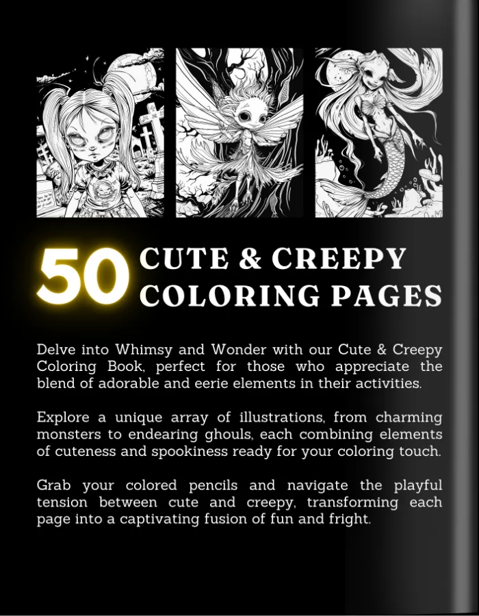 Cute and creepy Coloring Book For Adults and Teens Cover 2