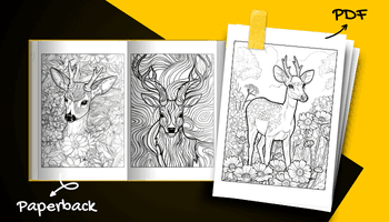 Deer Coloring Book For Adults and Teens PDF and Paperback