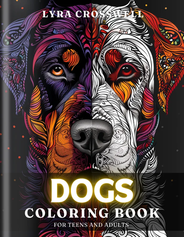 Dog Coloring Book For Adults and Teens Cover