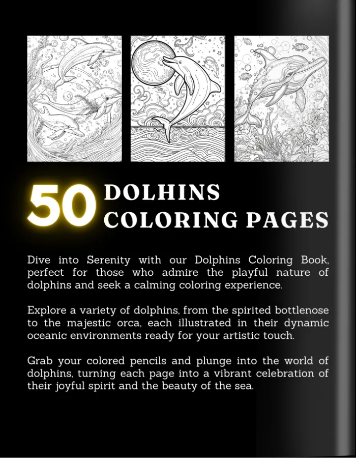 Dolphin Coloring Book For Adults and Teens Cover 2