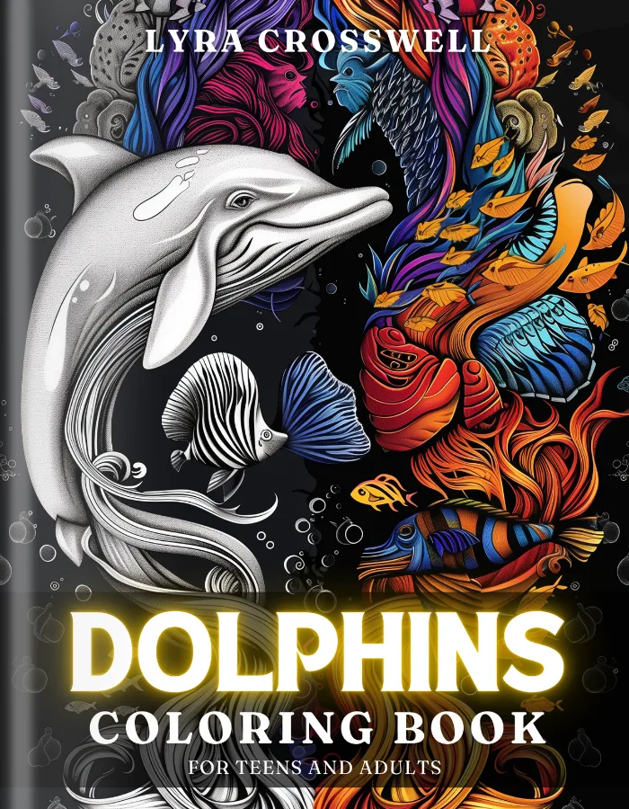 Dolphin Coloring Book For Adults and Teens Cover