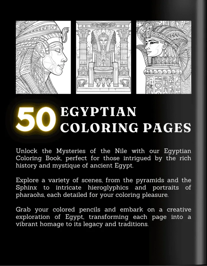 Egyptian Coloring Book For Adults and Teens Cover 2