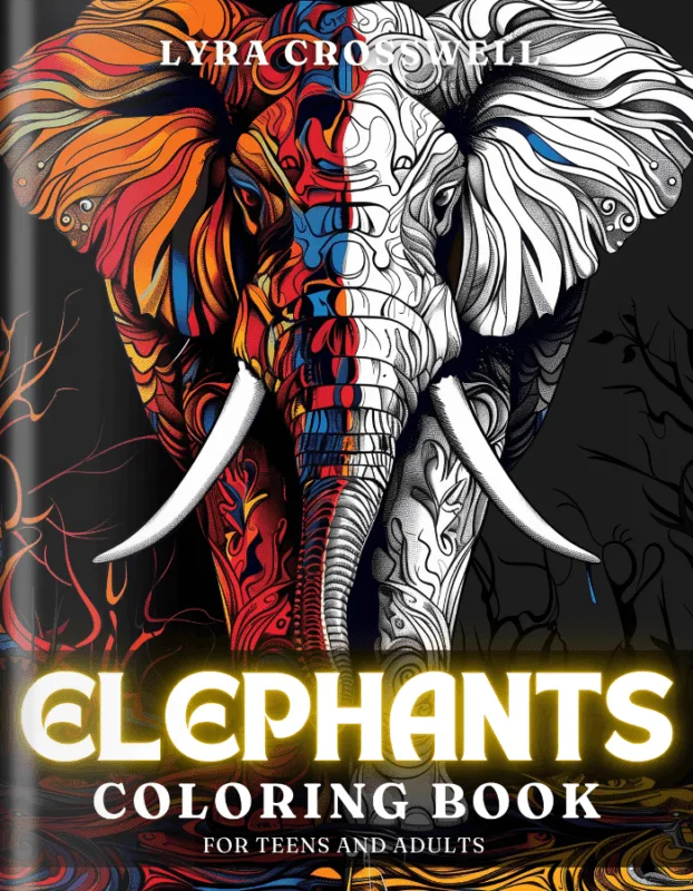 Elephant Coloring Book For Adults and Teens Cover