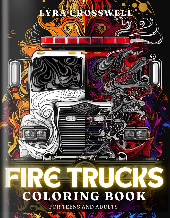 Fire truck Coloring Book For Adults and Teens Cover