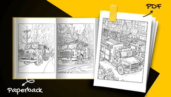 Fire truck Coloring Book For Adults and Teens PDF and Paperback