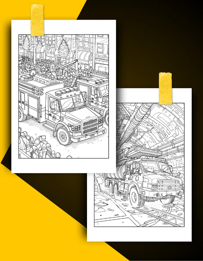 Fire truck Coloring Book Pages Examples 2