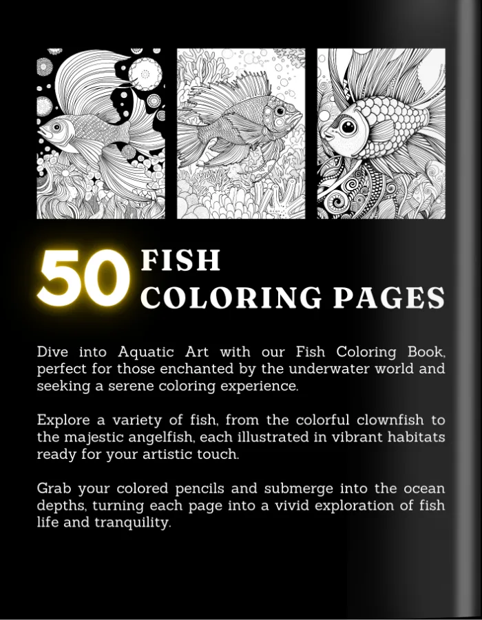 Fish Coloring Book For Adults and Teens Cover 2