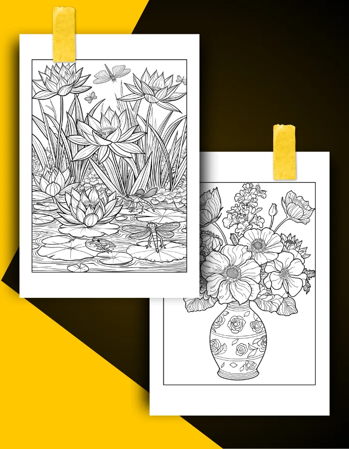 Flower Coloring Book Pages Examples