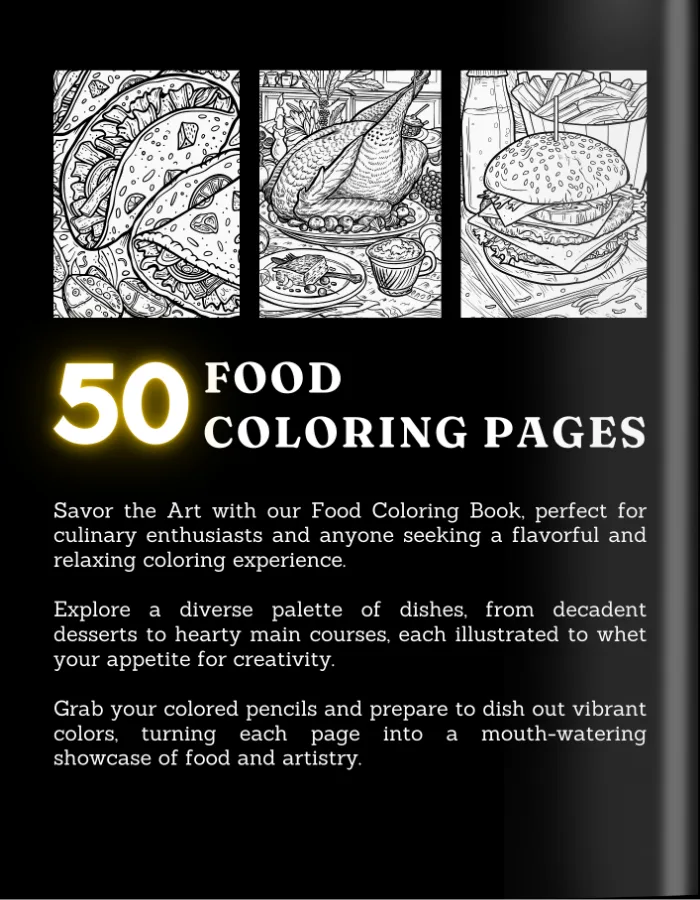 Food Coloring Book For Adults and Teens Cover 2