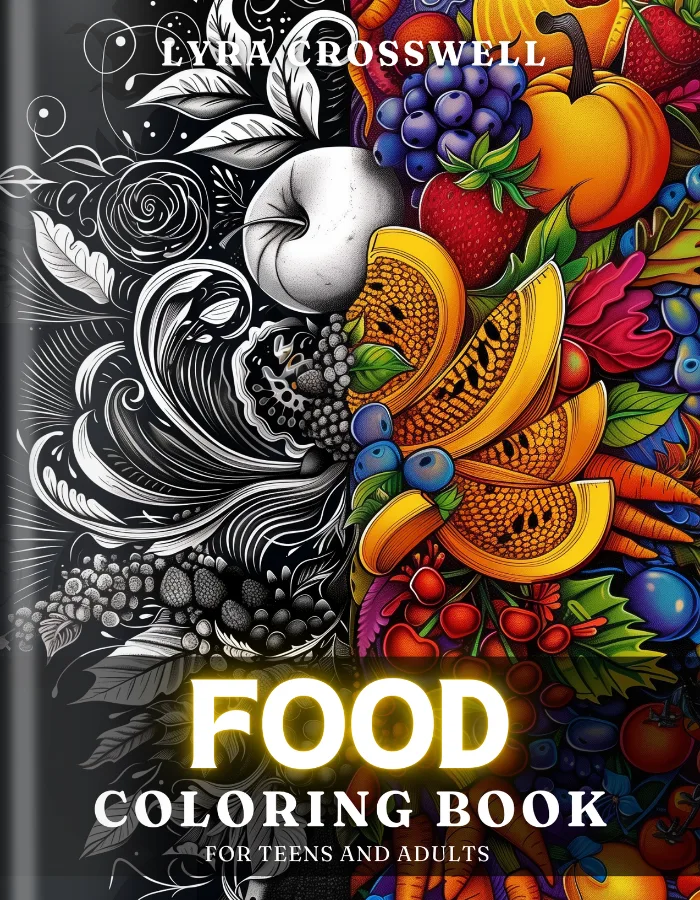 Food Coloring Book For Adults and Teens Cover