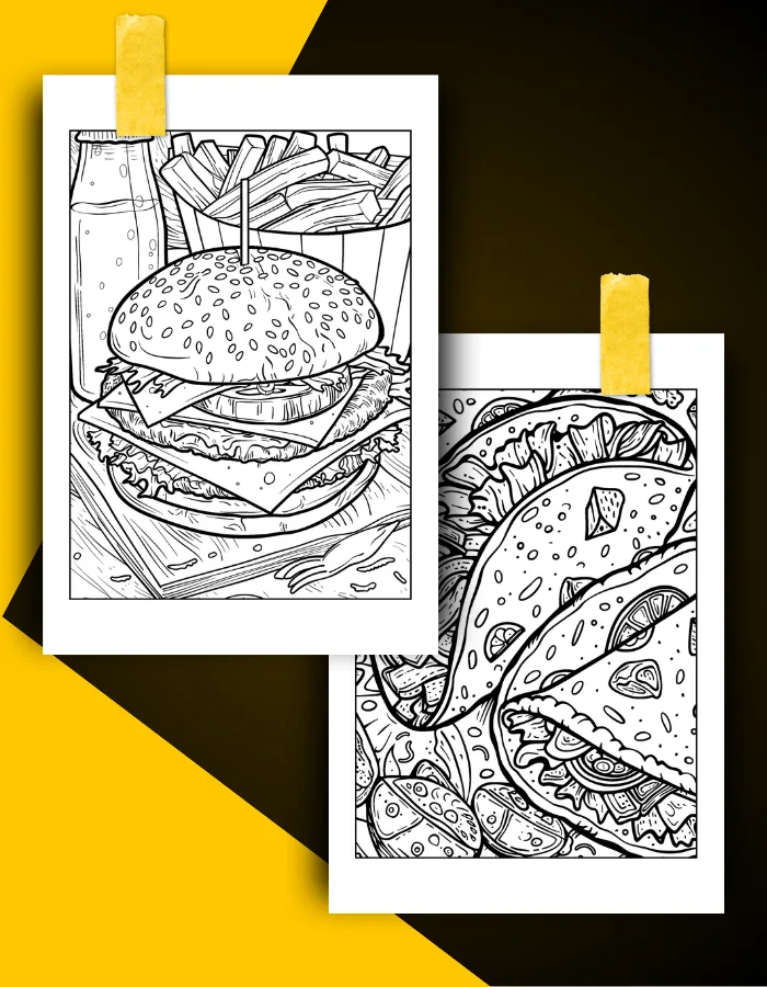 Food Coloring Book Pages Examples