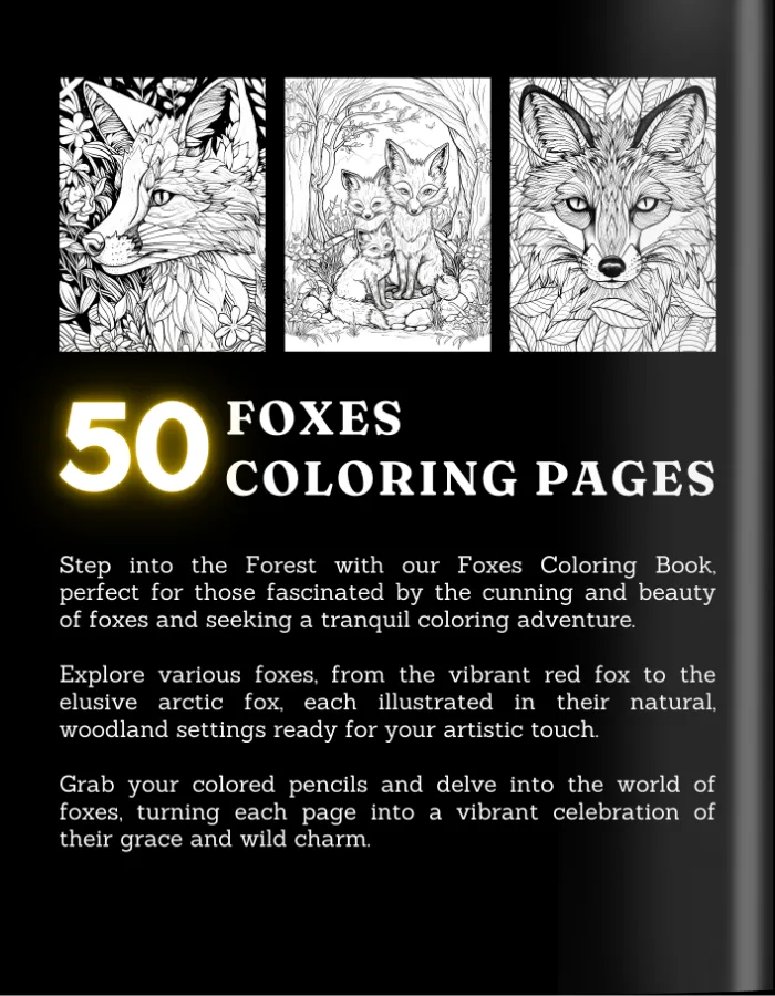 Fox Coloring Book For Adults and Teens Cover 2