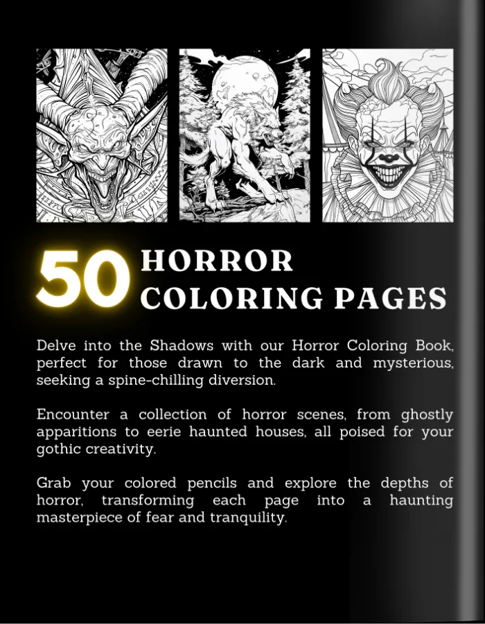 Horror Coloring Book For Adults and Teens Cover 2