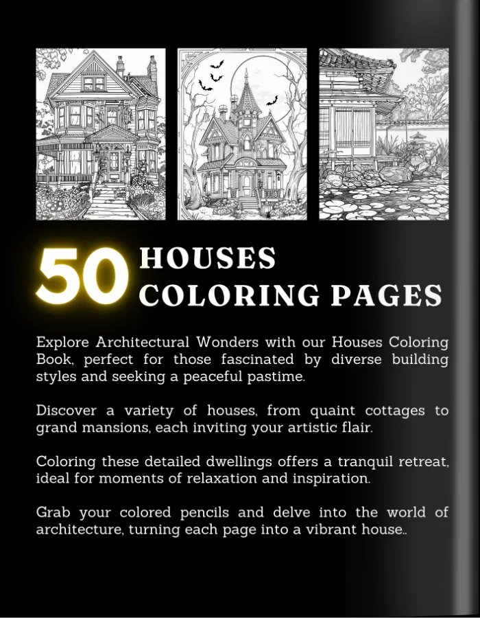 House Coloring Book For Adults and Teens Cover 2