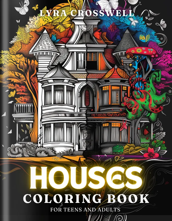 House Coloring Book For Adults and Teens Cover