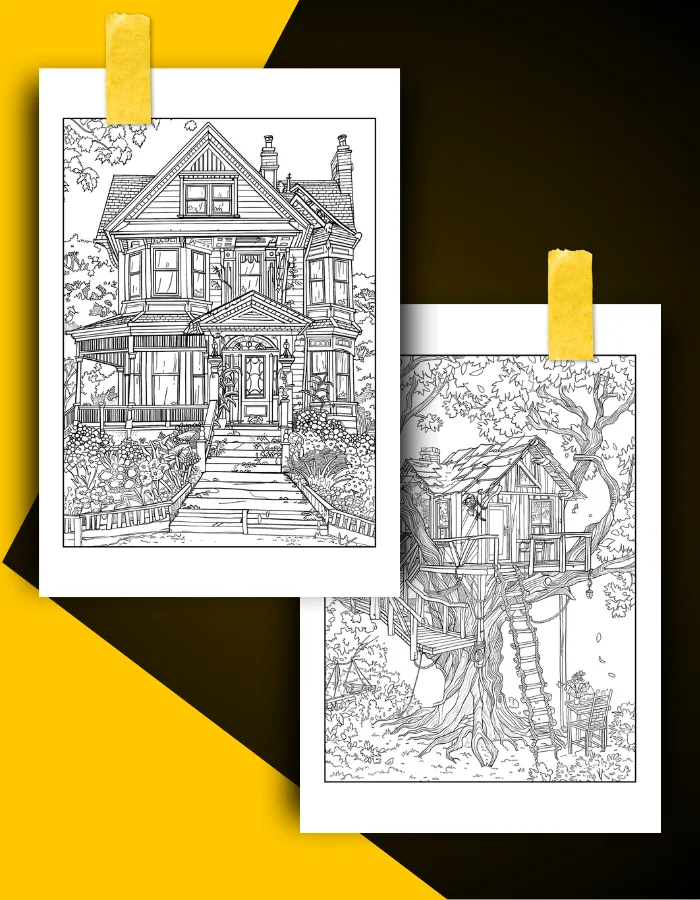 House Coloring Book Pages Examples