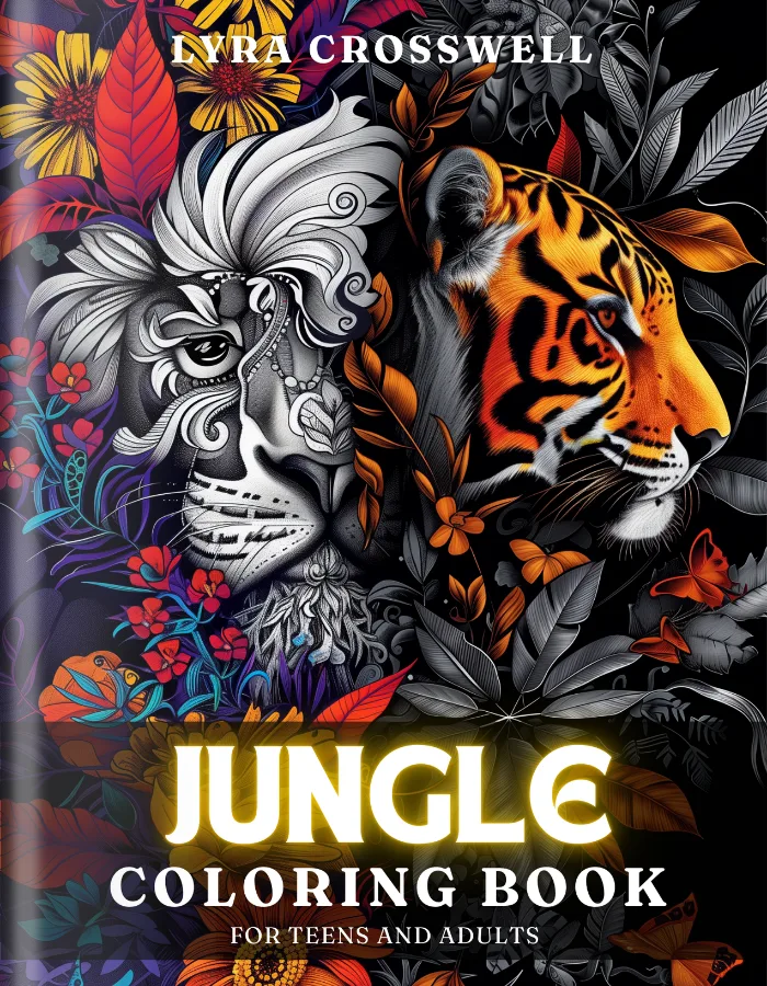 Jungle Coloring Book For Adults and Teens Cover