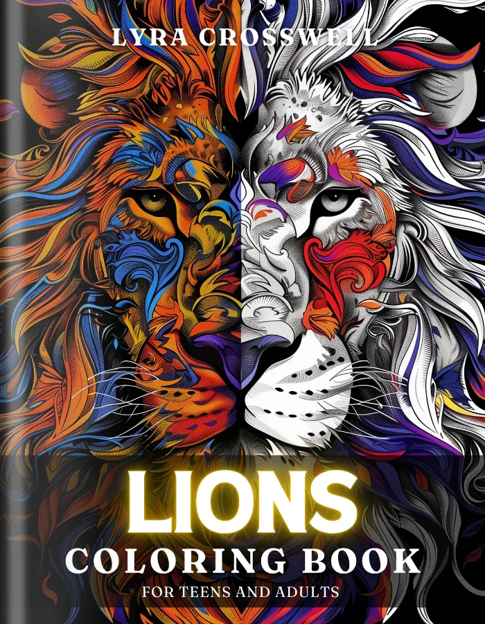Lion Coloring Book For Adults and Teens Cover