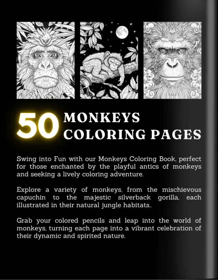 Monkey Coloring Book For Adults and Teens Cover 2