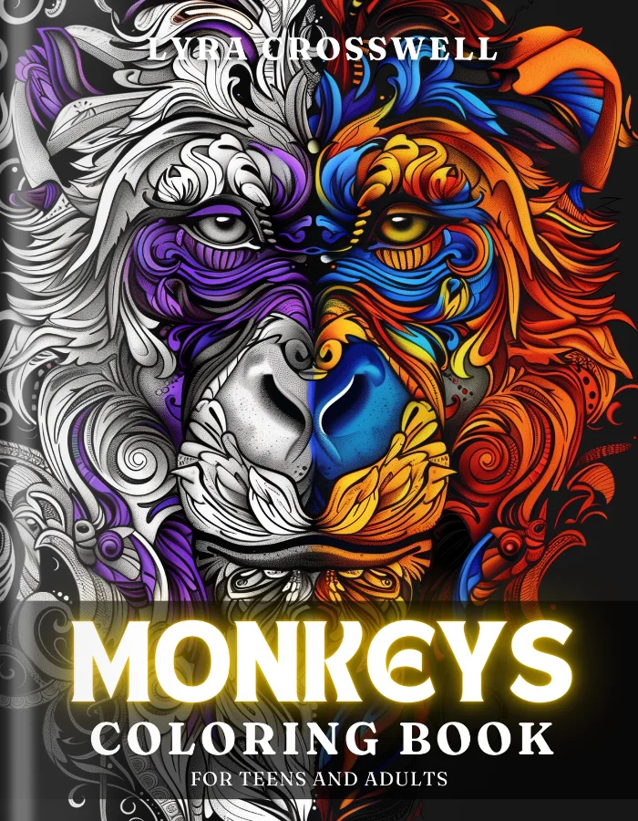 Monkey Coloring Book For Adults and Teens Cover