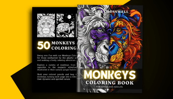 Monkey Coloring Book For Adults and Teens Covers