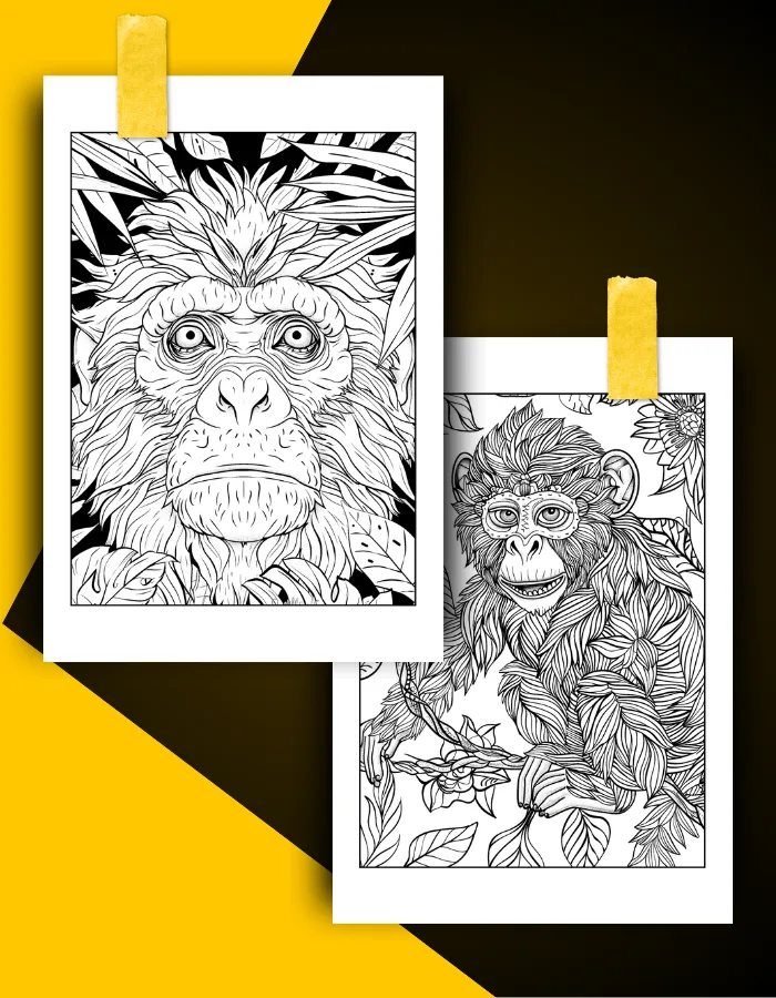 Monkey Coloring Book Pages Examples 2