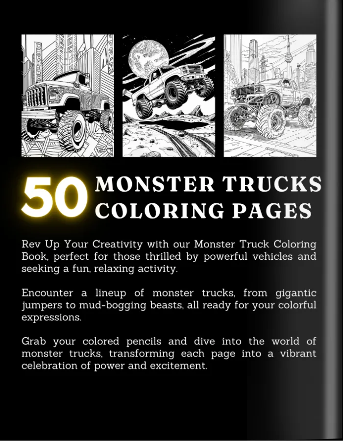 Monster truck Coloring Book For Adults and Teens Cover 2