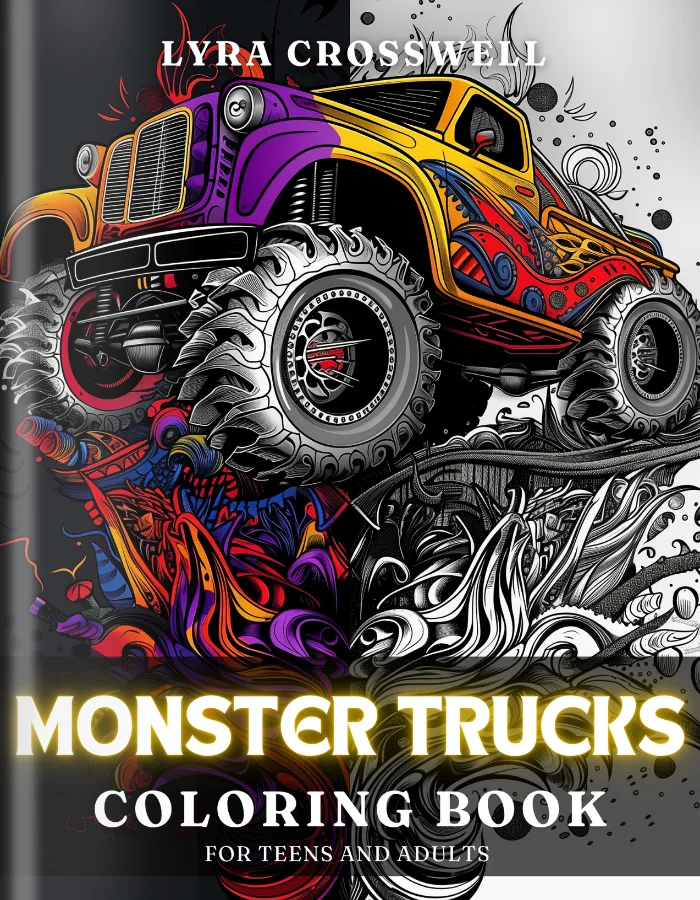 Monster truck Coloring Book For Adults and Teens Cover