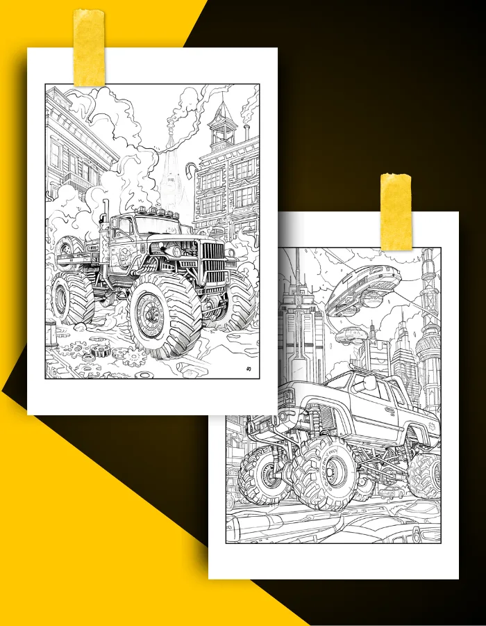 Monster truck Coloring Book Pages Examples 1