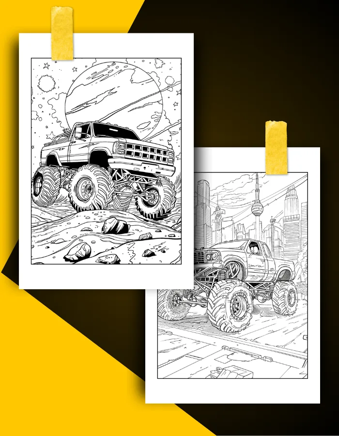 Monster truck Coloring Book Pages Examples