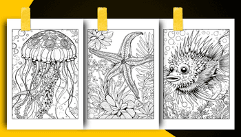 Ocean animals Coloring Book For Adults and Teens Coloring Sheets Examples