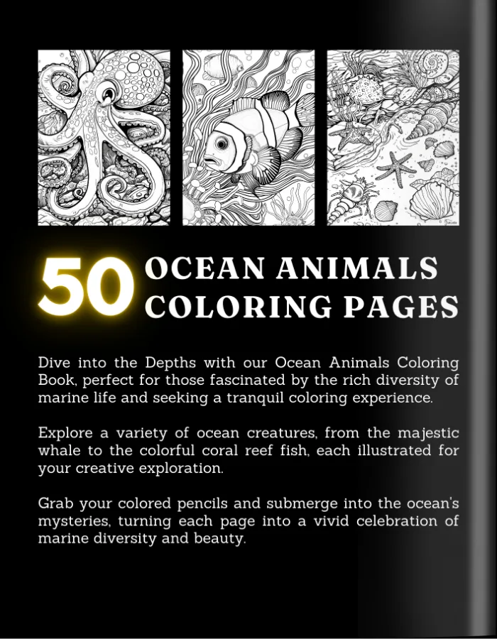 Ocean animals Coloring Book For Adults and Teens Cover 2