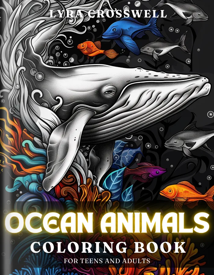 Ocean animals Coloring Book For Adults and Teens Cover