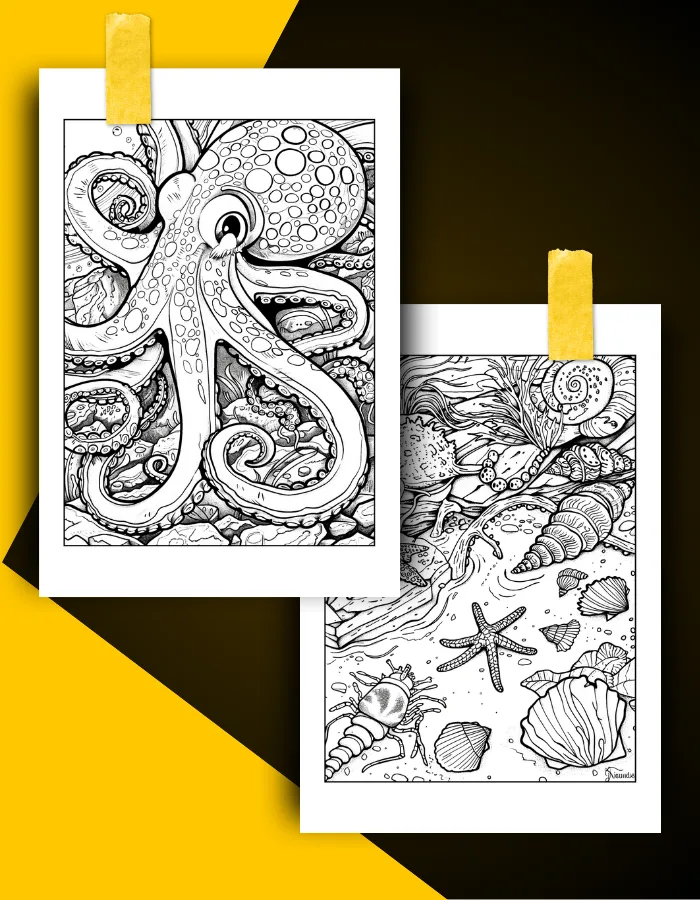 Ocean animals Coloring Book Pages Examples