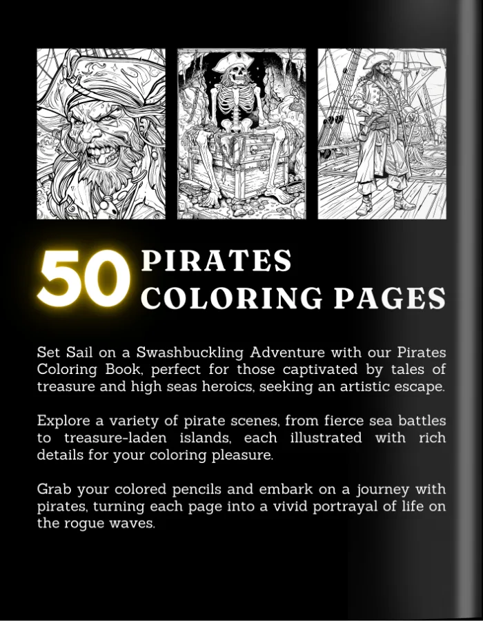 Pirate Coloring Book For Adults and Teens Cover 2