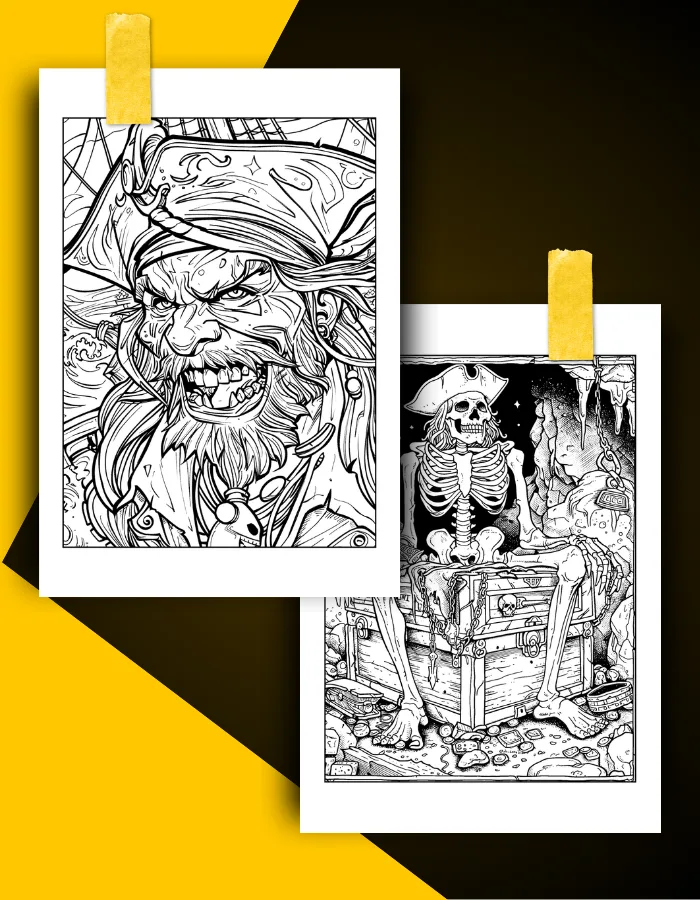 Pirate Coloring Book Pages Examples