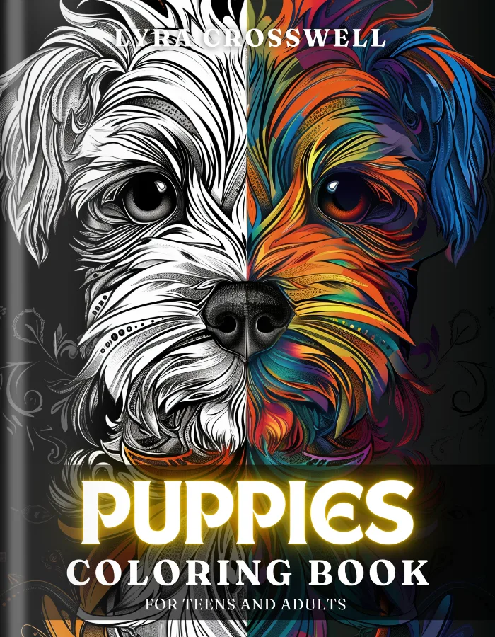 Puppy Coloring Book For Adults and Teens Cover