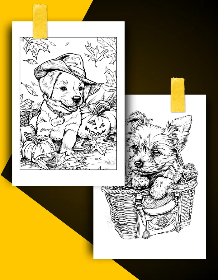 Puppy Coloring Book Pages Examples 1