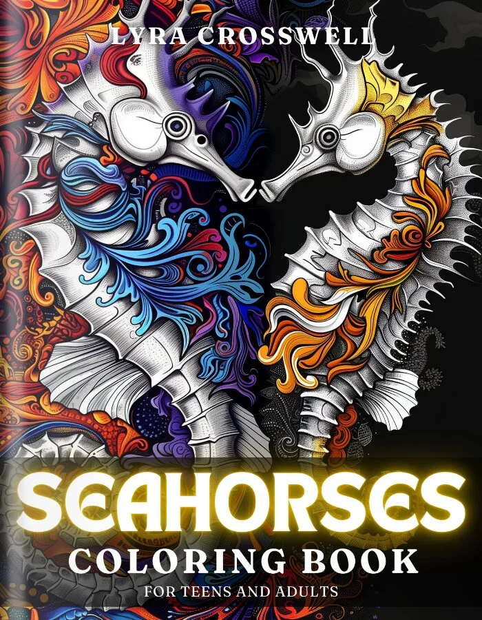 Seahorse Coloring Book For Adults and Teens - Cover 1