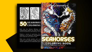 Seahorse Coloring Book For Adults and Teens Covers