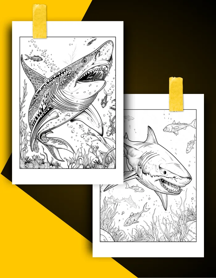 Shark Coloring Book Pages Examples 1
