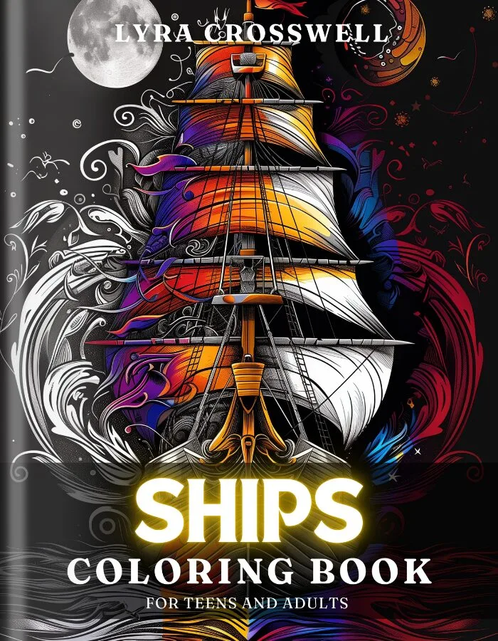 Ship Coloring Book For Adults and Teens - Cover 1